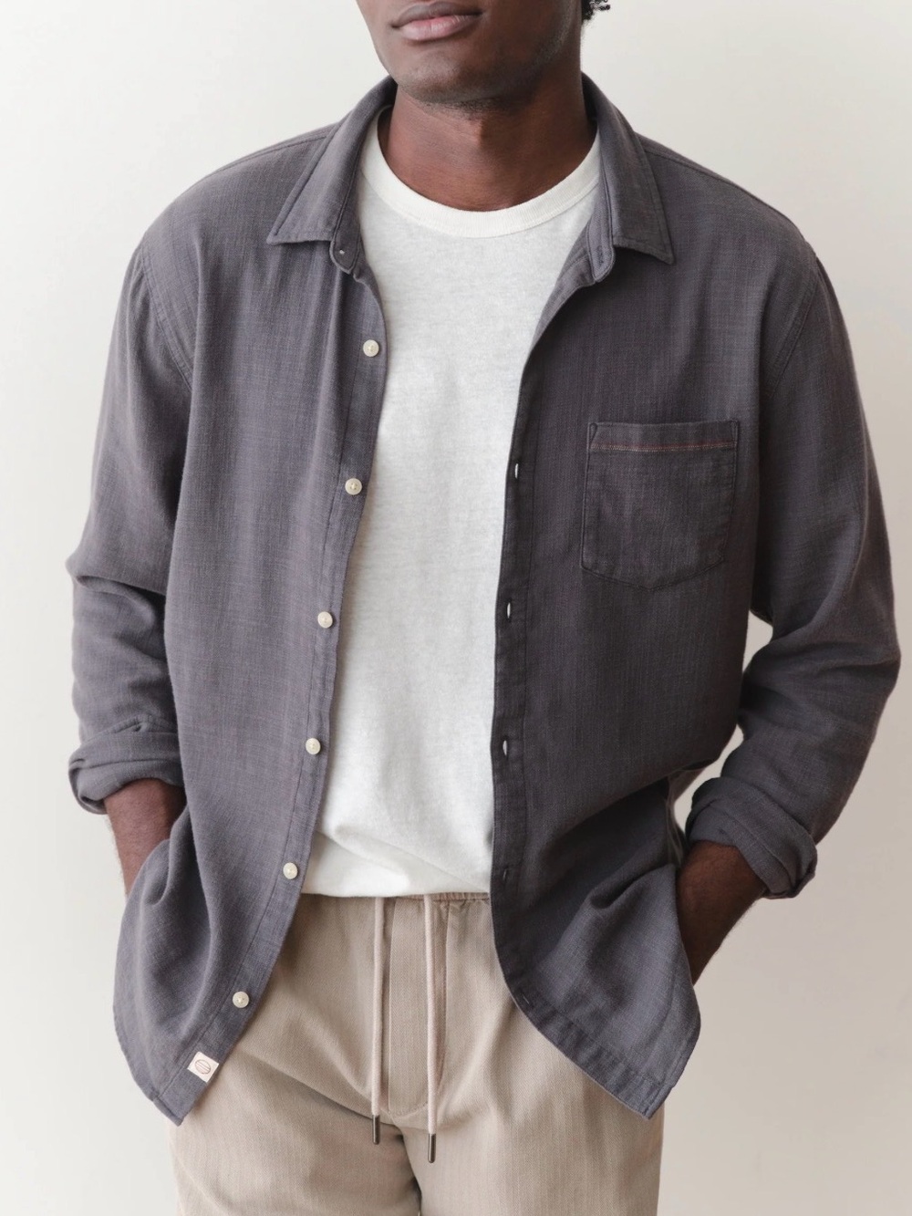 Marine Layer Selvage Long Sleeve Button Up Shirt X Large indigo Ink Blue